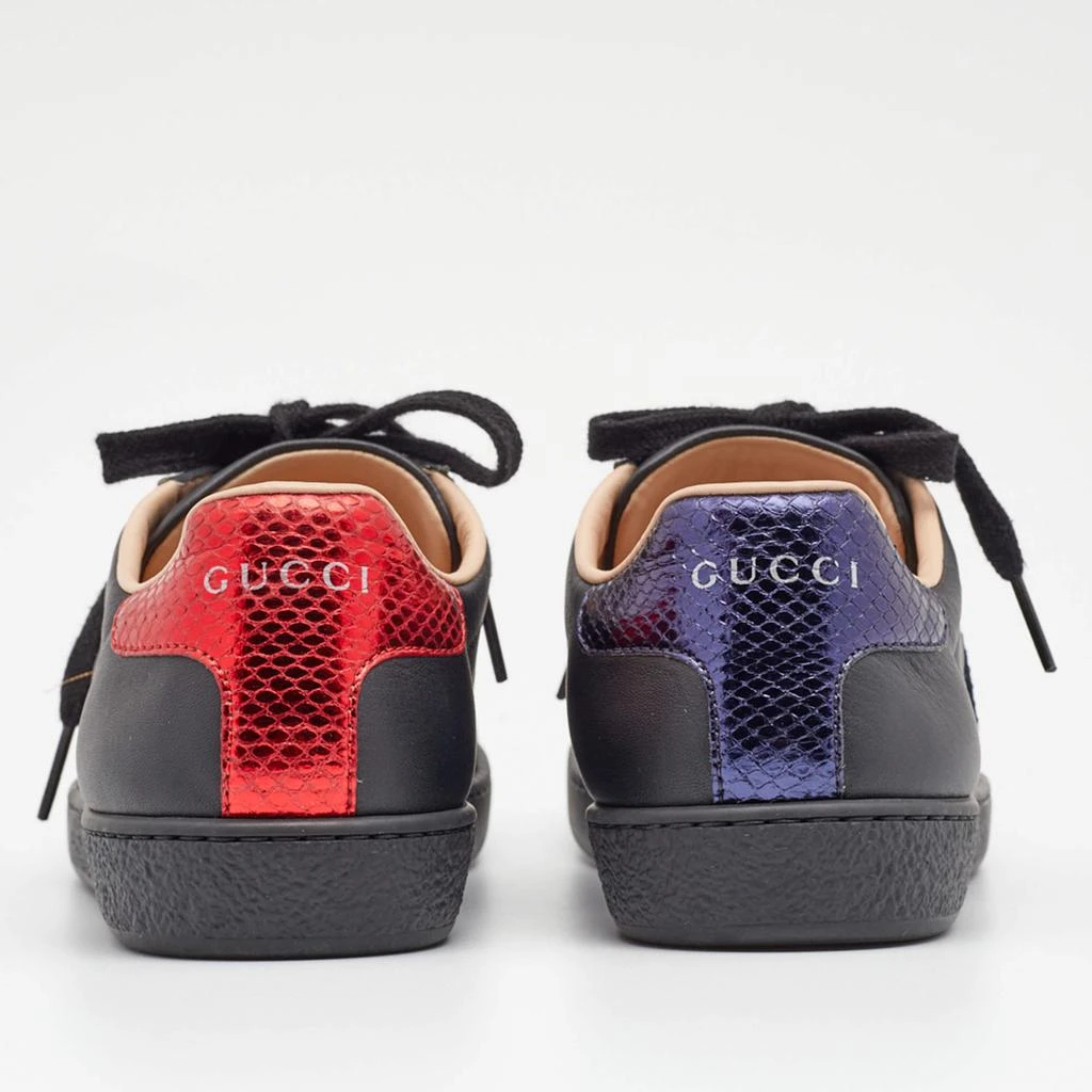 商品[二手商品] Gucci|Gucci Black Leather And Python Embossed Leather Bee Ace Low Top Sneakers Size 35.5,价格¥4002,第5张图片详细描述