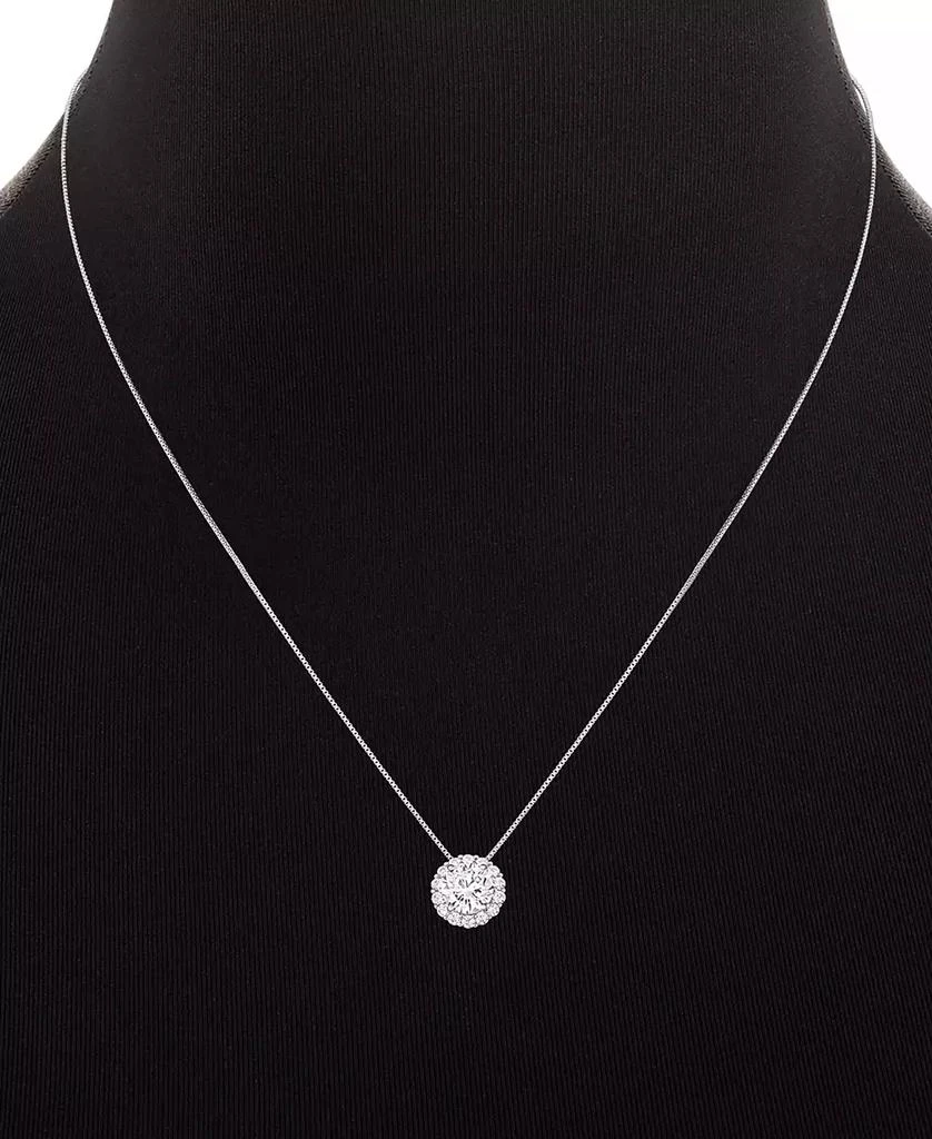 商品Holiday Lane|2-Pc. Cubic Zirconia Round Pavé Pendant Necklace & Stud Earring Set in Sterling Silver, Created for Macy's,价格¥150,第2张图片详细描述