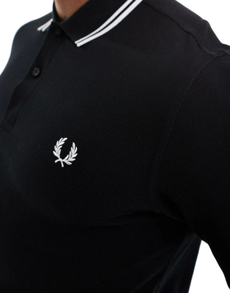 商品Fred Perry|Fred Perry long sleeve twin tipped polo shirt in black,价格¥886,第3张图片详细描述