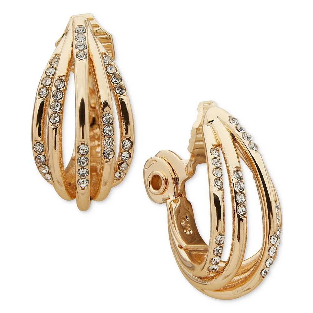 商品Anne Klein|Gold-Tone Crystal Multi Row Button Comfort Clip On Earrings,价格¥107,第1张图片