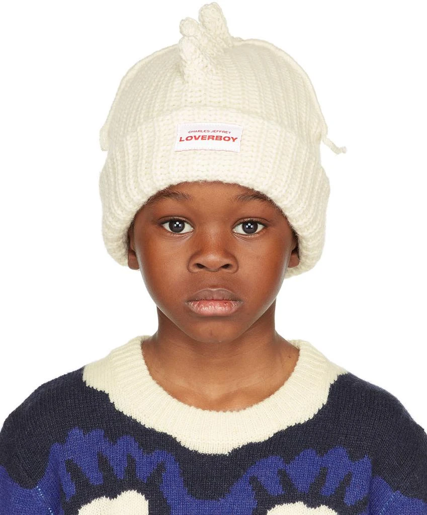 商品Charles Jeffrey Loverboy|SSENSE Exclusive Kids Off-White Chunky Spikes Beanie,价格¥908,第1张图片
