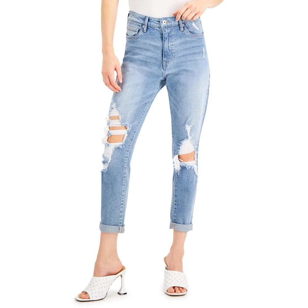 商品Celebrity Pink|Juniors' Ripped Mom Jeans,价格¥151,第1张图片