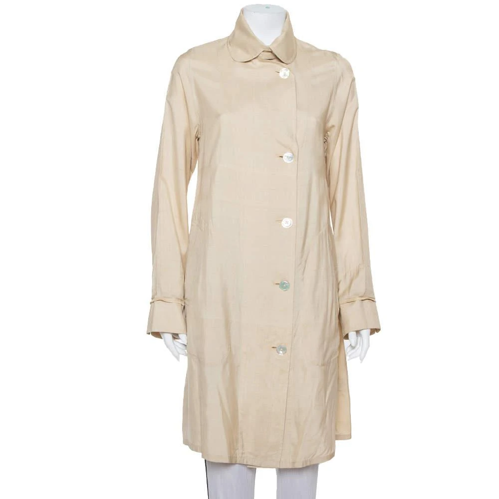 商品[二手商品] Ralph Lauren|Ralph Lauren Beige Silk Button Front Lightweight Coat S,价格¥1733,第1张图片