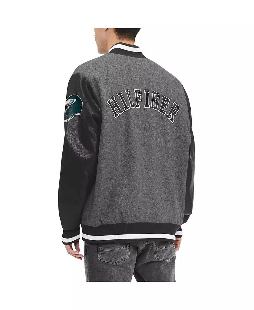 商品Tommy Hilfiger|Men's Heather Gray, Black Philadelphia Eagles Gunner Full-Zip Varsity Jacket,价格¥1224,第2张图片详细描述