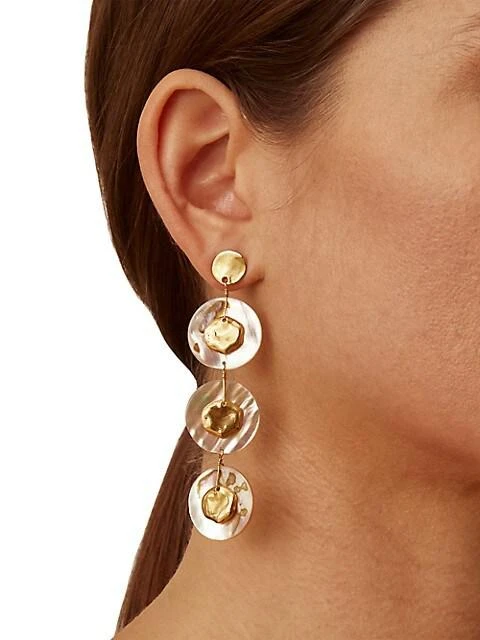 商品Chan Luu|18K-Gold-Plated & Abalone Shell Coin Earrings,价格¥1243,第2张图片详细描述