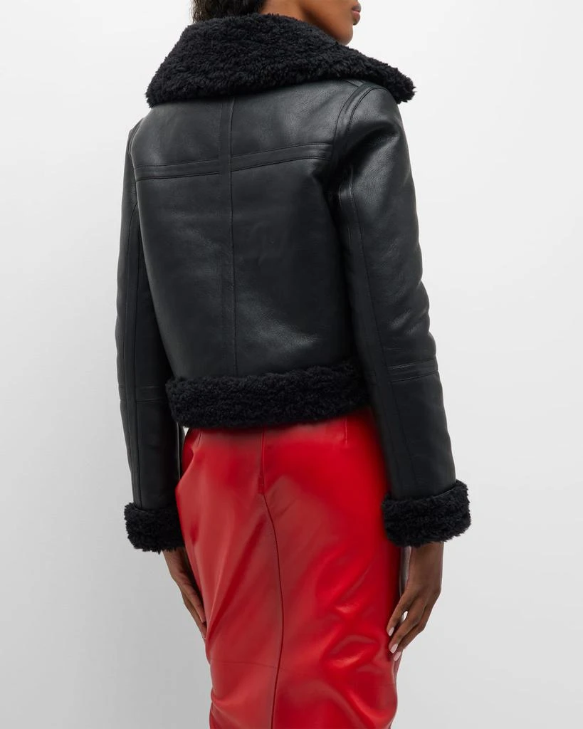 Lorelle Cropped Motorcycle Jacket w/ Faux Shearling 商品