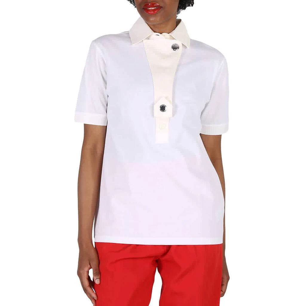 商品Burberry|Ladies White Cotton Polo Shirt,价格¥1119-¥1870,第1张图片