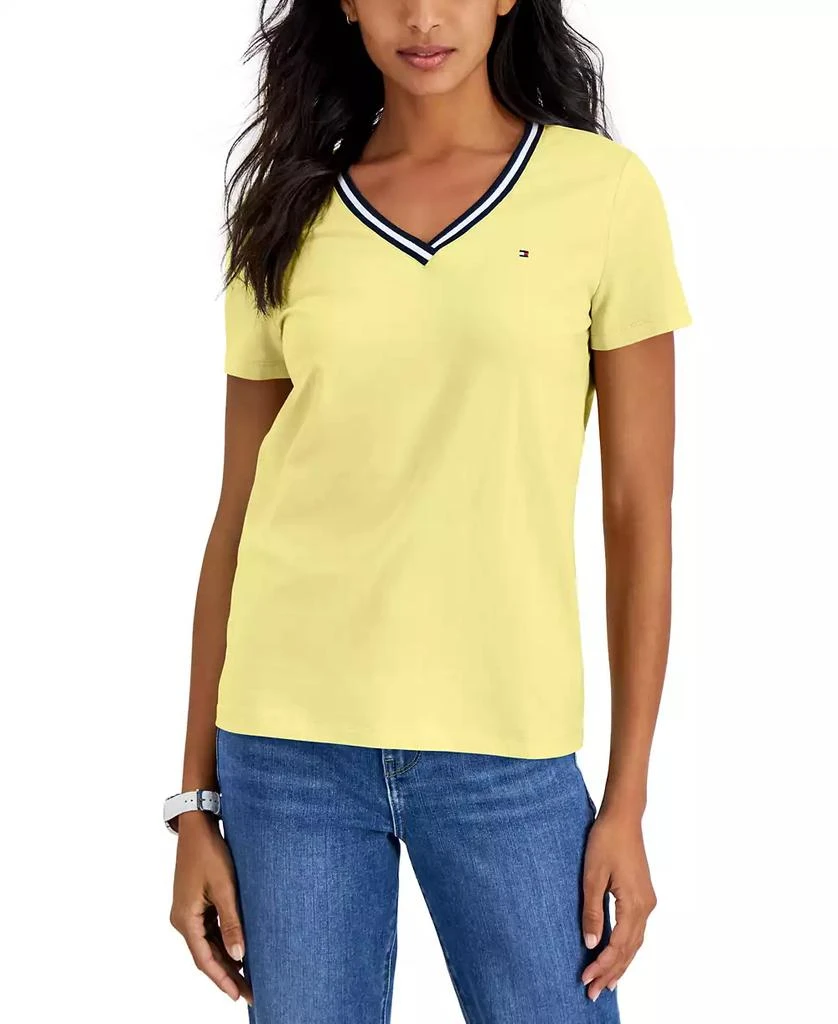 商品Tommy Hilfiger|Women's Striped V-Neck Short-Sleeve T-Shirt,价格¥193,第1张图片