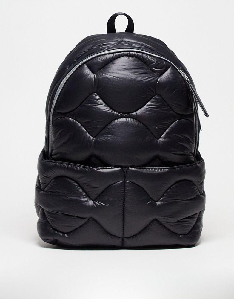 Topshop Nina puffer backpack in black商品第1张图片规格展示