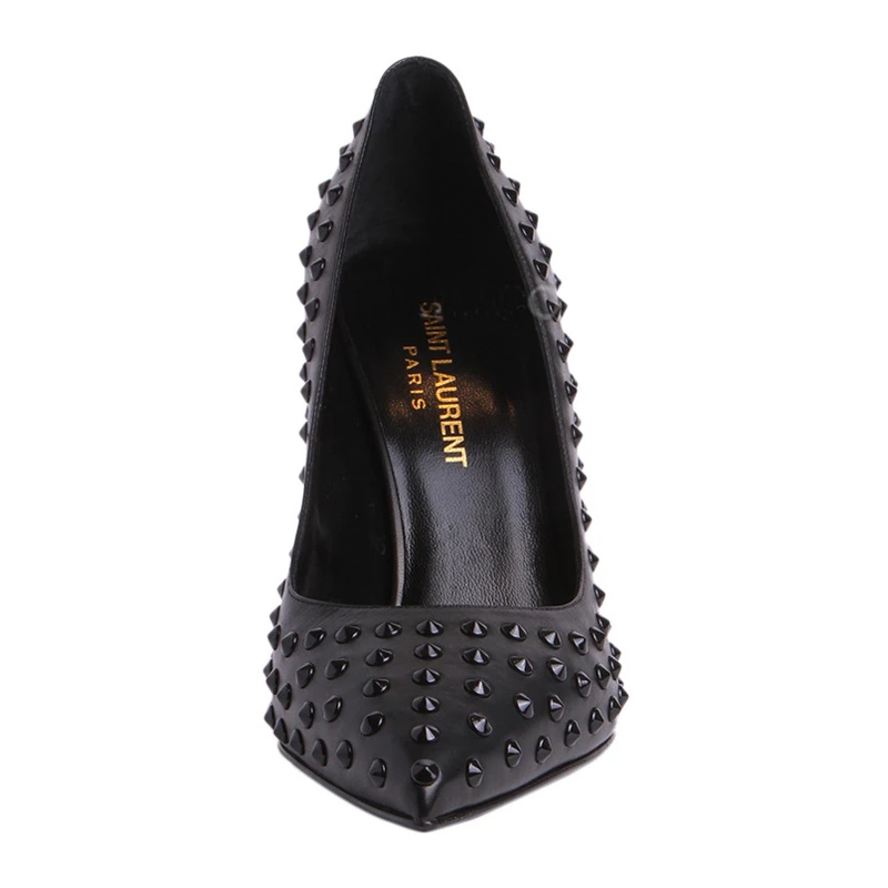 YSL 圣罗兰 女士黑色铆钉尖头高跟鞋 375399-CYU00-1000 商品