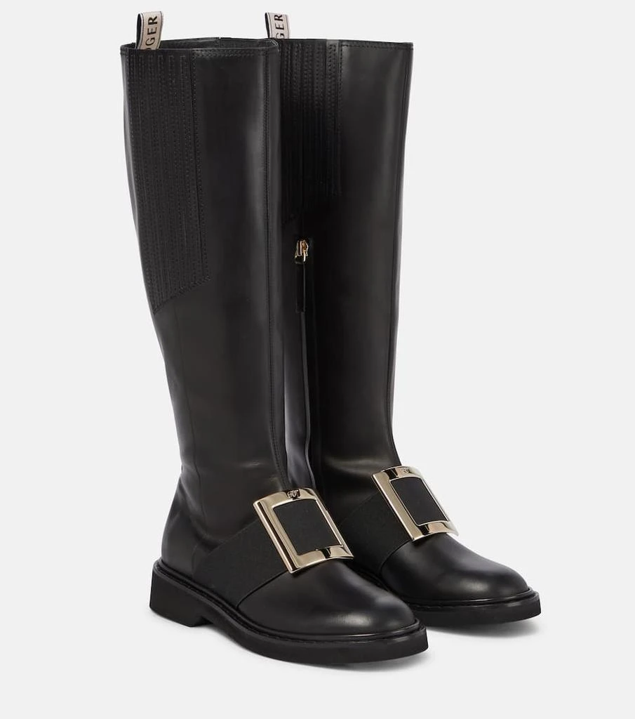 商品Roger Vivier|Viv' Rangers皮革及膝靴,价格¥18295,第1张图片