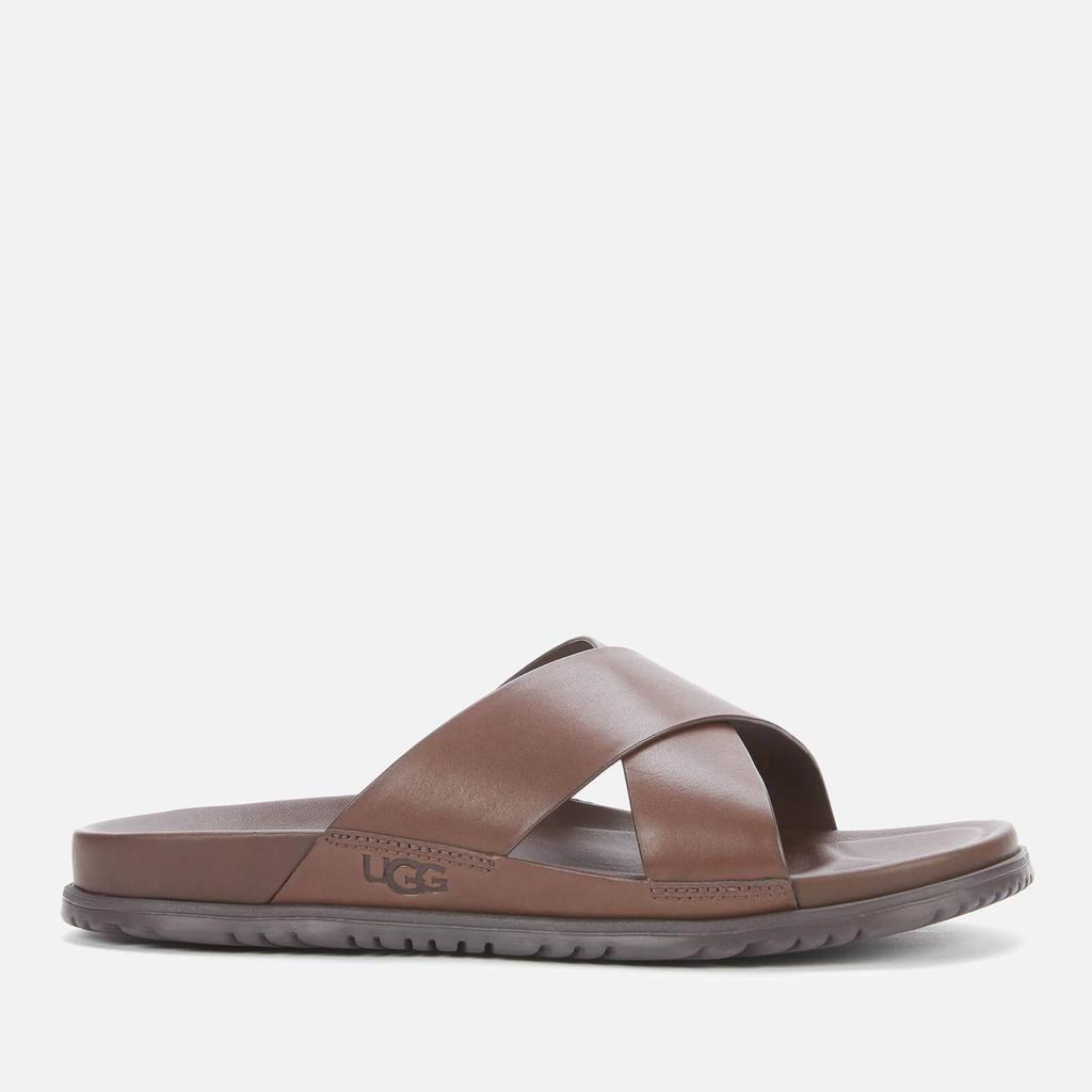 商品UGG|UGG Men's Wainscott Leather Slide Sandals - Grizzly,价格¥796,第1张图片
