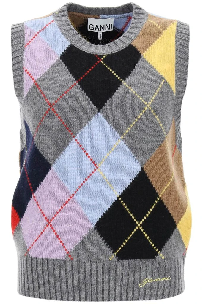 商品Ganni|Wool Vest With Argyle Pattern,价格¥1365,第1张图片