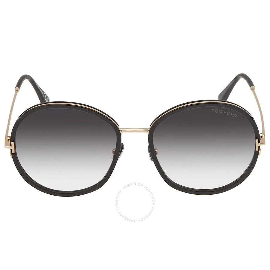 商品Tom Ford|Gradient Smoke Round Ladies Sunglasses FT0946 01B 58,价格¥1488,第1张图片