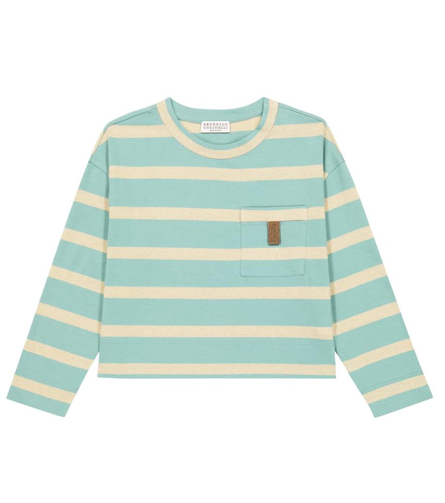 Striped cotton-blend T-shirt商品第1张图片规格展示