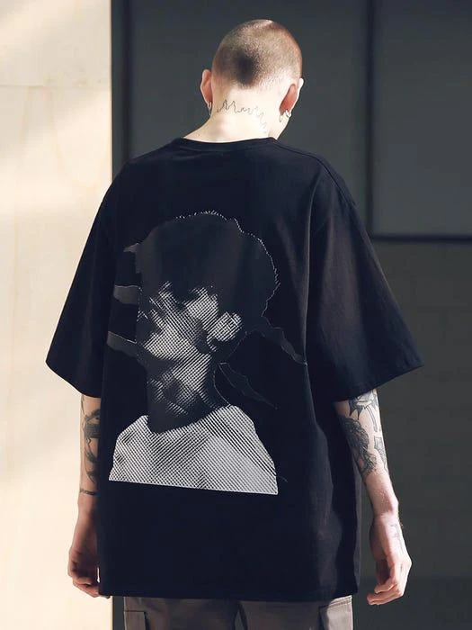 商品MASSNOUN|Scratch Oversized Tee Shirts Black,价格¥522,第2张图片详细描述