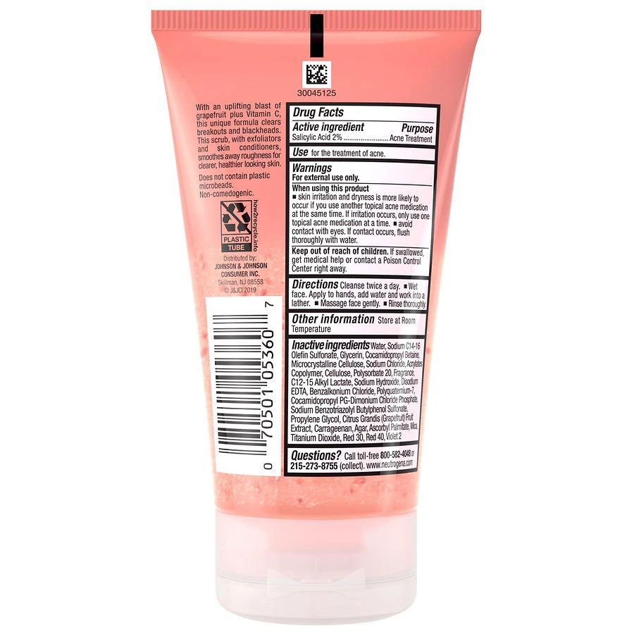 商品Neutrogena|Oil-Free Acne Wash Facial Scrub Pink Grapefruit,价格¥89,第2张图片详细描述