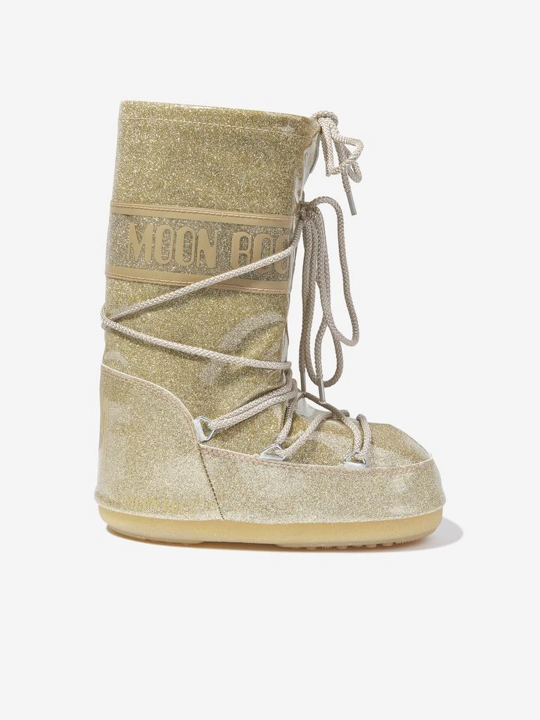 商品Moon Boot|Kids Icon Glitter Snow Boots in Gold,价格¥1390-¥2362,第1张图片