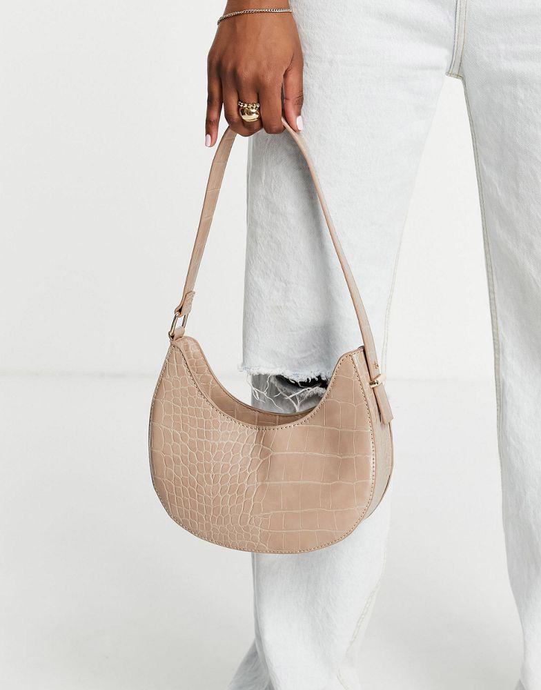 商品ASOS|ASOS DESIGN curved shoulder bag with long strap in cream croc,价格¥152,第5张图片详细描述
