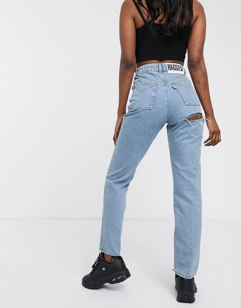 商品The Ragged Priest|The Ragged Priest mom jeans with bum rip in light wash denim,价格¥337,第1张图片
