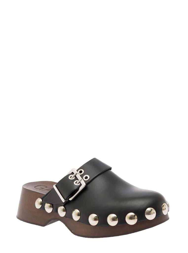 商品Ganni|Retro Black Leather Clogs  with Studs Ganni Woman,价格¥1903,第2张图片详细描述