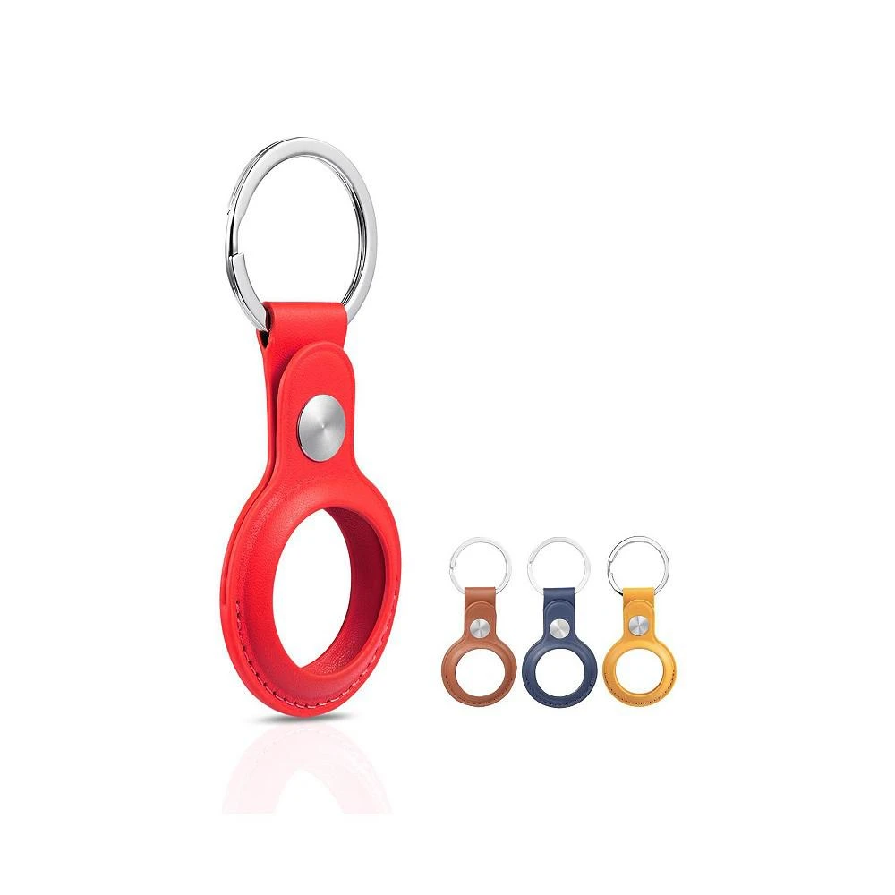 商品Wasserstein|PU Leather Keychain Holder for Apple AirTag - Keyring and Protective Case Cover for GPS Tracker (4 Pack, Yellow/Brown/Blue/Red),价格¥201,第1张图片