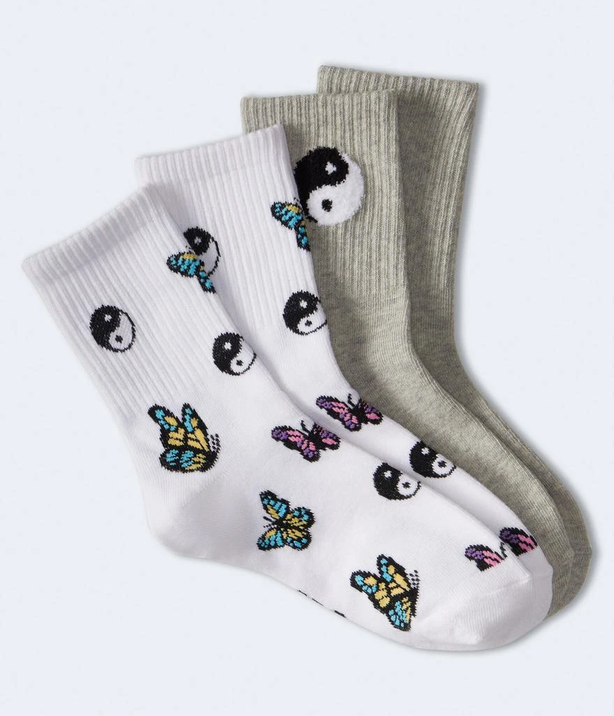 商品Aeropostale|Aeropostale Yin Yang Butterfly Crew Sock 2-Pack,价格¥45,第1张图片
