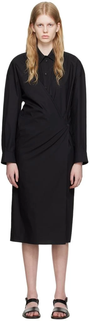 商品Lemaire|Black Straight Collar Twisted Midi Dress,价格¥2044,第1张图片