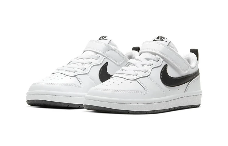 商品[国内直发] NIKE|Court Borough Low 2 皮革 舒适百搭 防滑减震耐磨 低帮 儿童板鞋 白黑 中小童,价格¥352,第4张图片详细描述