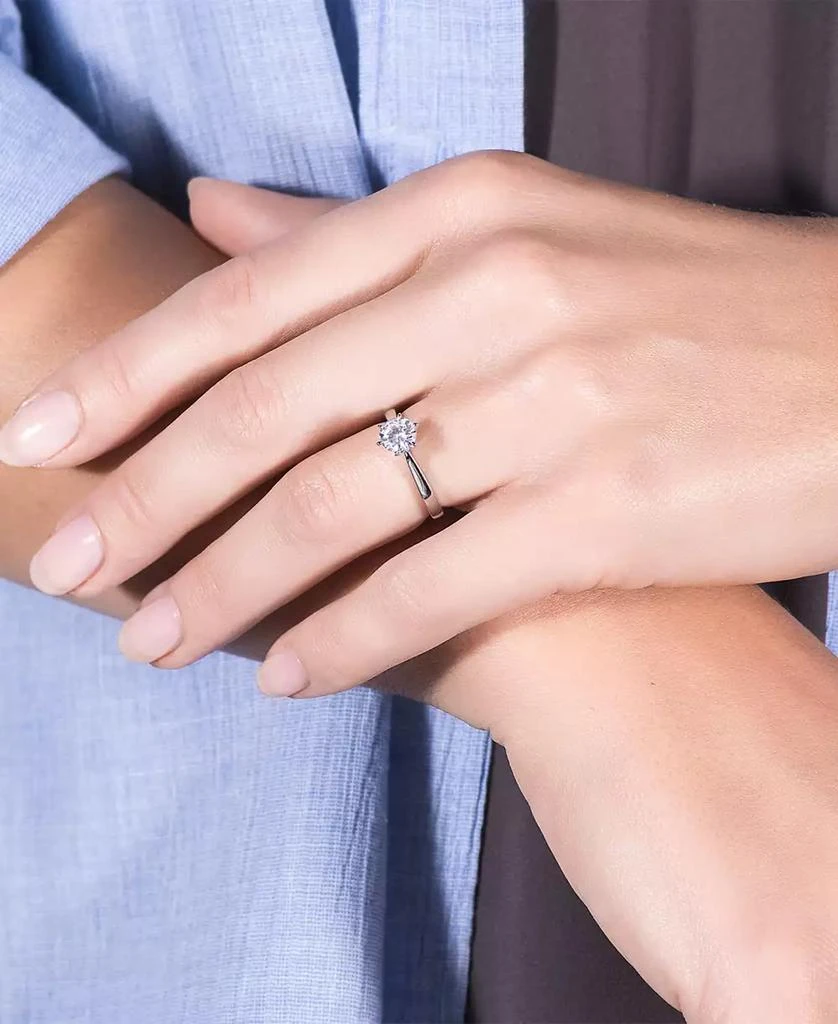商品Charles & Colvard|Moissanite Solitaire Engagement Ring 1 ct. t.w. Diamond Equivalent in 14k White Gold or 14k Yellow Gold,价格¥6638,第2张图片详细描述