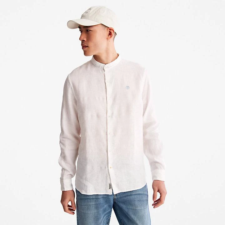 商品Timberland|Mill River Band-collar Linen Shirt for Men in White,价格¥783,第1张图片