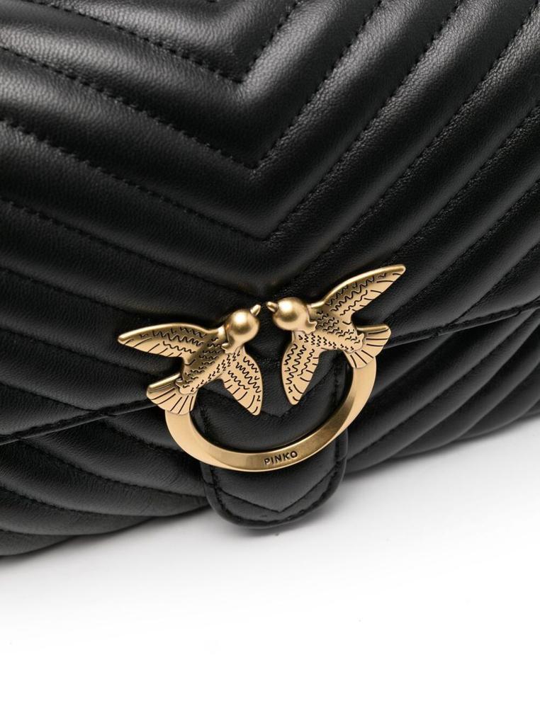 Black Love Lady Crossbody Bag in Chevron Leather PINKO Woman商品第3张图片规格展示