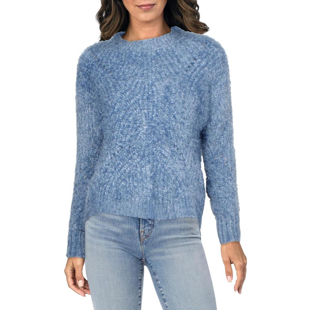Aqua Womens Crop Pointelle Mock Sweater商品第2张图片规格展示