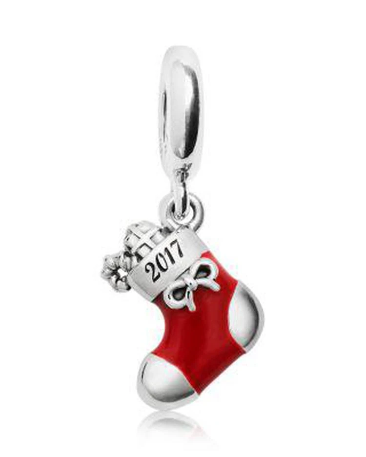 商品PANDORA|Limited Edition 2017 Sterling Silver, Enamel & Cubic Zirconia Engraved Christmas Stocking Charm Gift Set,价格¥337,第1张图片
