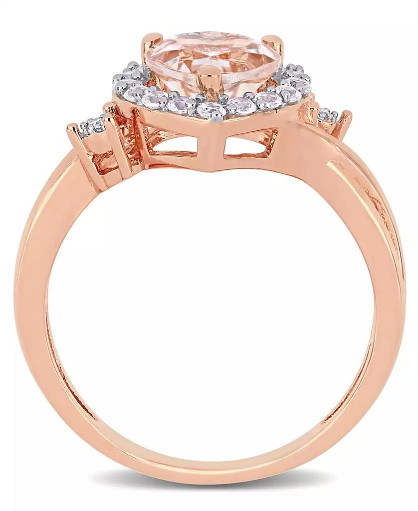 商品Macy's|Morganite (1-1/10 ct. t.w.) Lab-Grown White Sapphire (1/3 ct. t.w.) and Diamond Accent Heart Ring in 18k Rose Gold Over Silver,价格¥1570,第2张图片详细描述