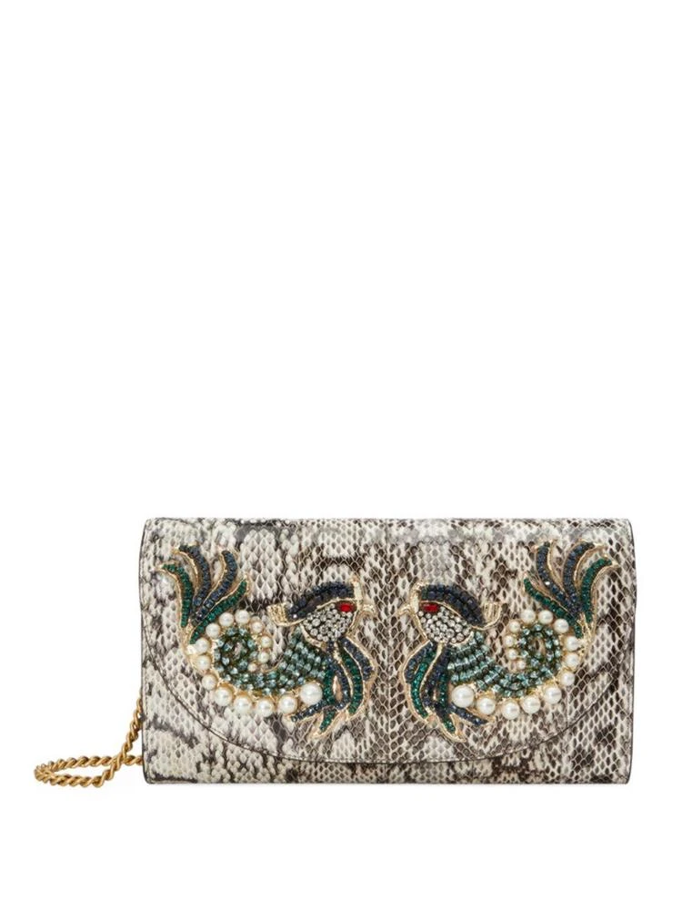 商品Gucci|Embroidered Leather Chain Clutch,价格¥22047,第1张图片