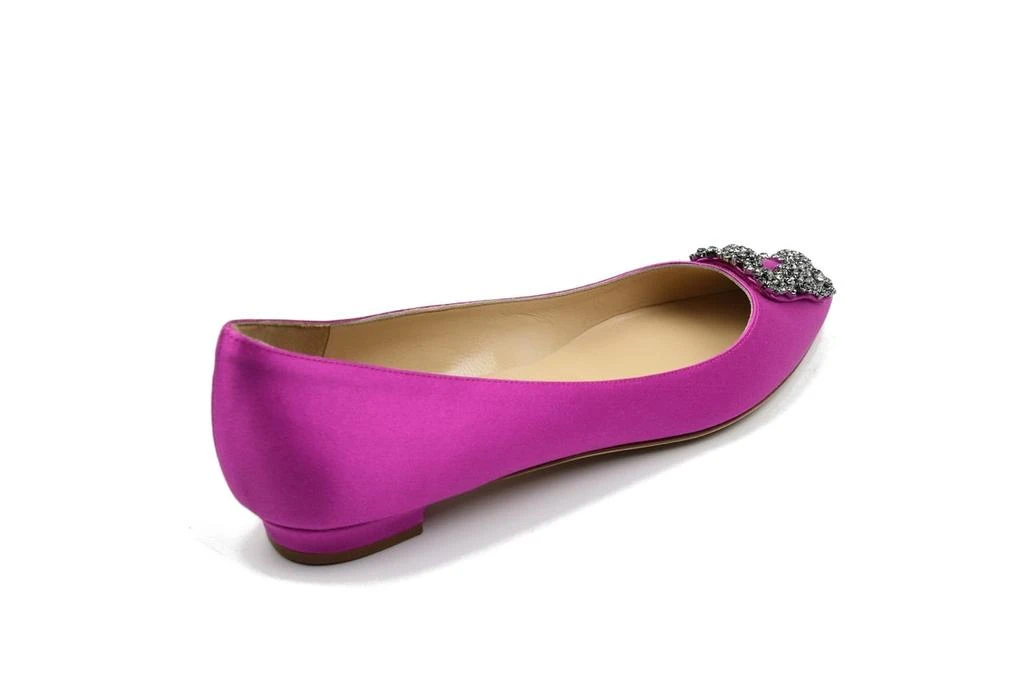 商品Manolo Blahnik|Manolo Blahnik Pink Hangisiflat Fuschia Satin,价格¥6135,第3张图片详细描述