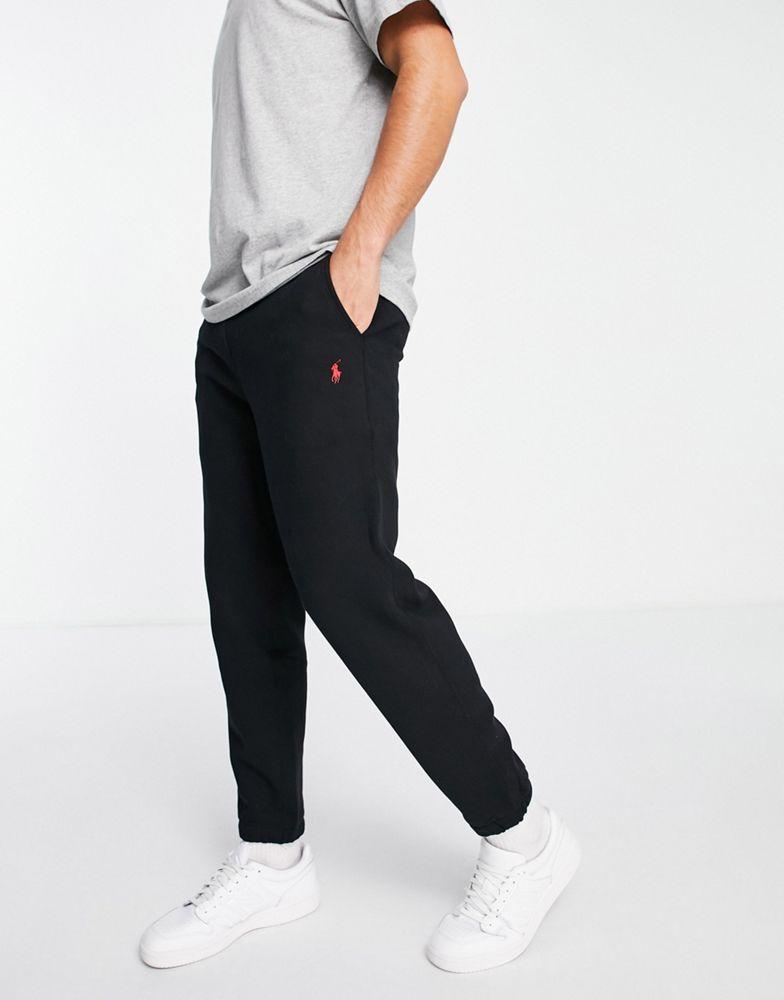 Polo Ralph Lauren icon logo cuffed joggers in black商品第1张图片规格展示