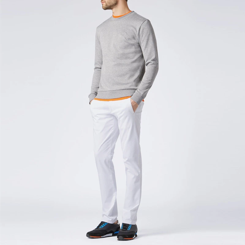 商品Hugo Boss|Hugo Boss 雨果博斯 男士纯色棉质混纺刺绣BOSS胸标圆领长袖时尚休闲卫衣 SALBO1-4333-059,价格¥718,第1张图片