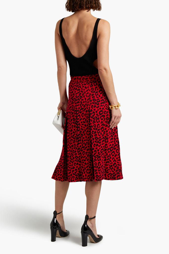 Pleated leopard-print silk and cotton-blend skirt商品第3张图片规格展示