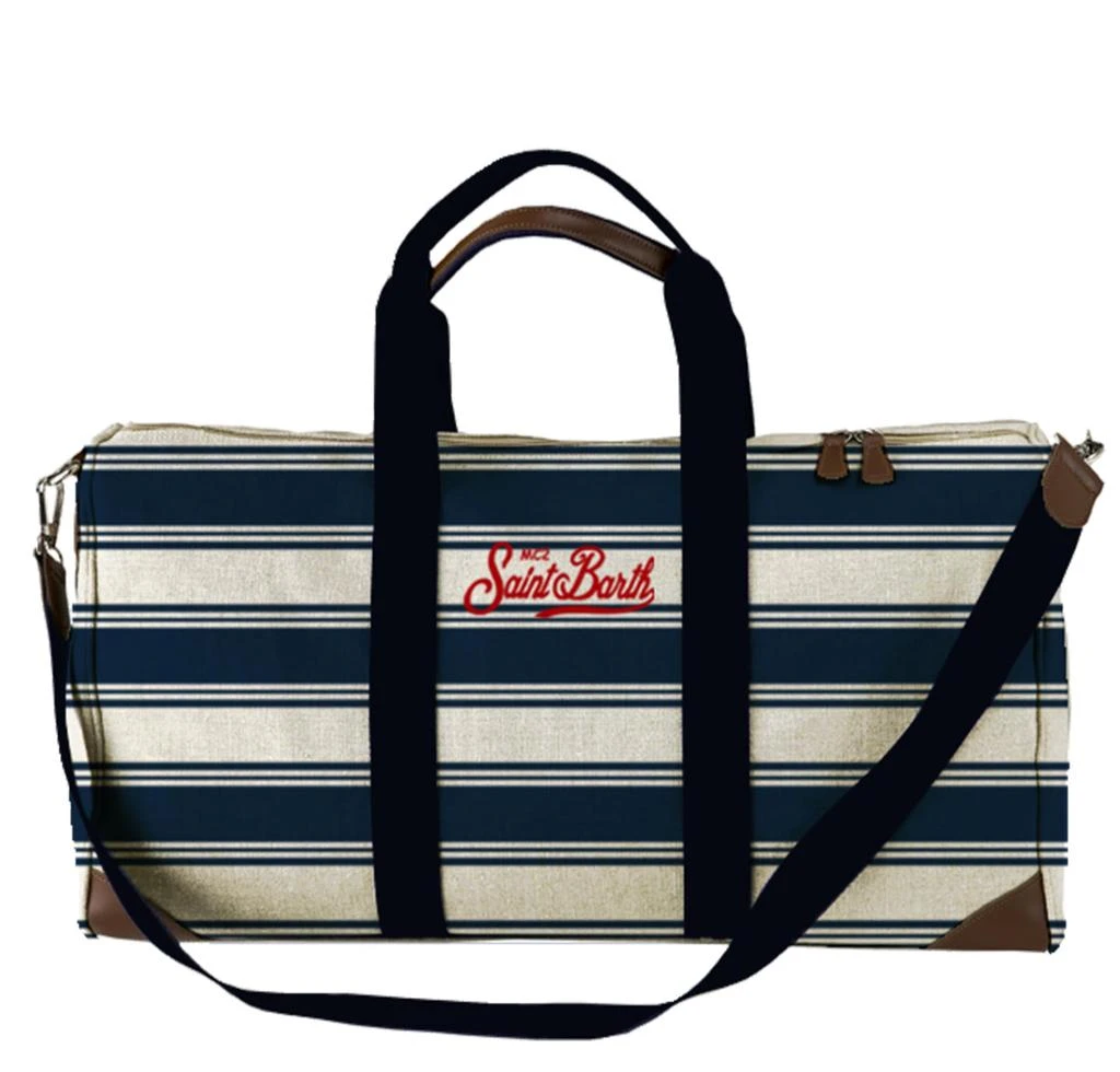 商品Mc2 Saint Barth|Travel Duffel Bag Blue Vintage Striped,价格¥1334,第1张图片