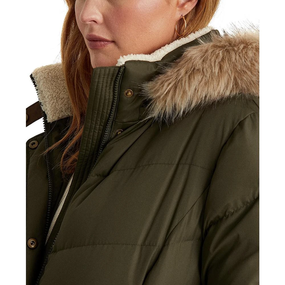 商品Ralph Lauren|Women's Plus Size Faux-Fur-Trim Hooded Puffer Coat,价格¥1485,第4张图片详细描述