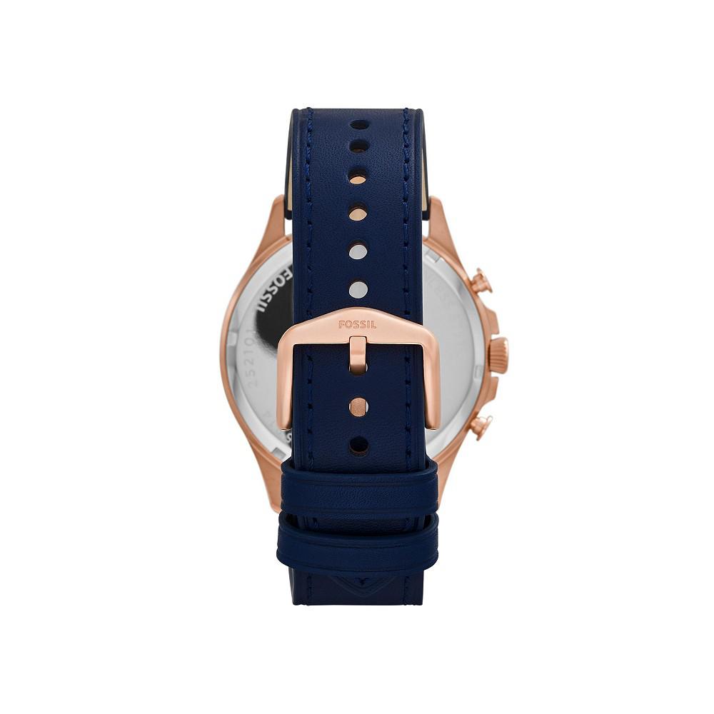 Men's Forrester Navy Leather Strap Watch 46mm商品第2张图片规格展示