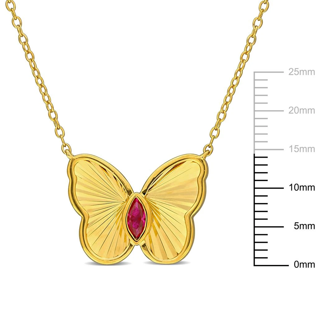 商品Mimi & Max|1/5ct TGW Marquise-Cut Created Ruby Butterfly Necklace Yellow Silver-17in,价格¥391,第3张图片详细描述