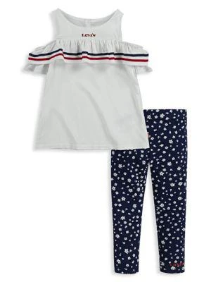 商品Levi's|Little Girl's 2-Piece Logo Top and Floral Leggings Set,价格¥119,第1张图片