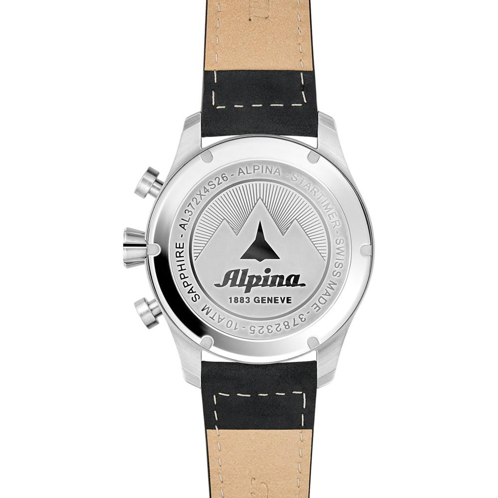 Men's Swiss Chronograph Startimer Pilot Black Leather Strap Watch 44mm商品第3张图片规格展示