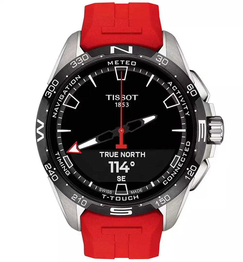 Men's Swiss T-Touch Connect Solar Red Rubber Strap Smart Watch 48mm 商品