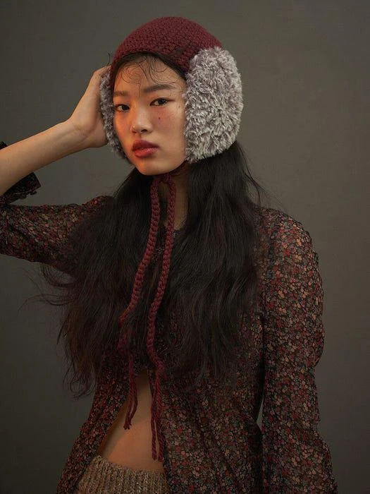 商品Misu A Barbe|Kiddle Earmuff_Burgundy,价格¥1510,第1张图片