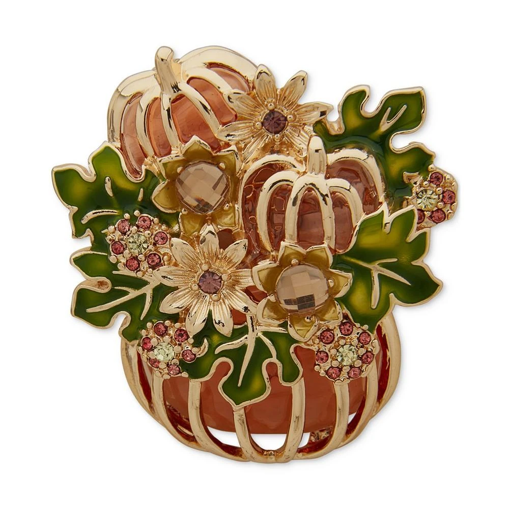 商品Anne Klein|Women's Boxed Gold-Tone Crystal Fall Pumpkin Pin,价格¥210,第1张图片