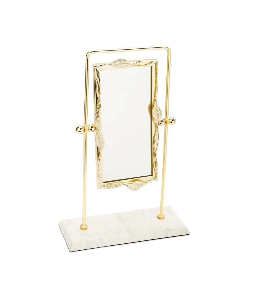 商品Classic Touch Decor|Rectangular Table Mirror Gold Leaf Border White Marble Base,价格¥432,第1张图片